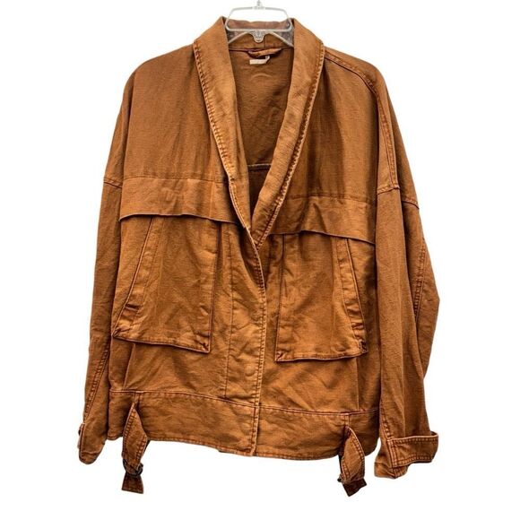 Free People Utility Cargo Jacket Burnt Orange Tan Sz M - Picture 5 of 15